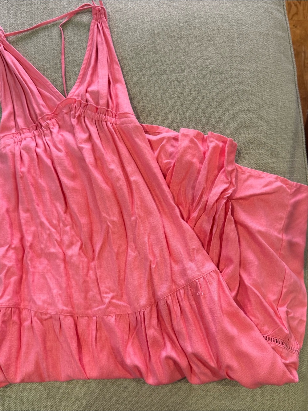 Bershka Pink Gathered Tiered Maxi Dress